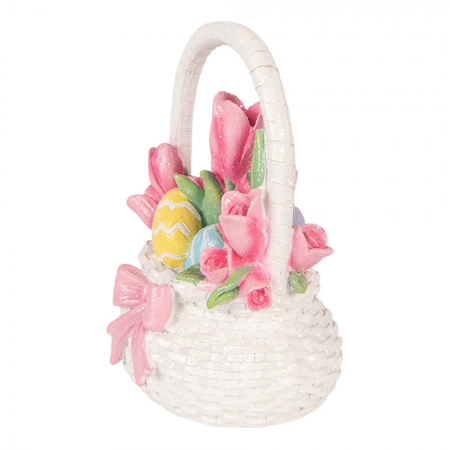 Cestino di fiori e ovetti in resina - 14x11x18 cm - Clayre e Eef
